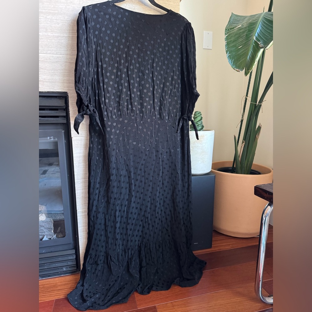 Maeve Black Midi Dress with Button Front - Picture 2 of 8